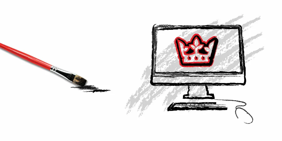 Majesty Group crown drawn on a screen with a paintbrush